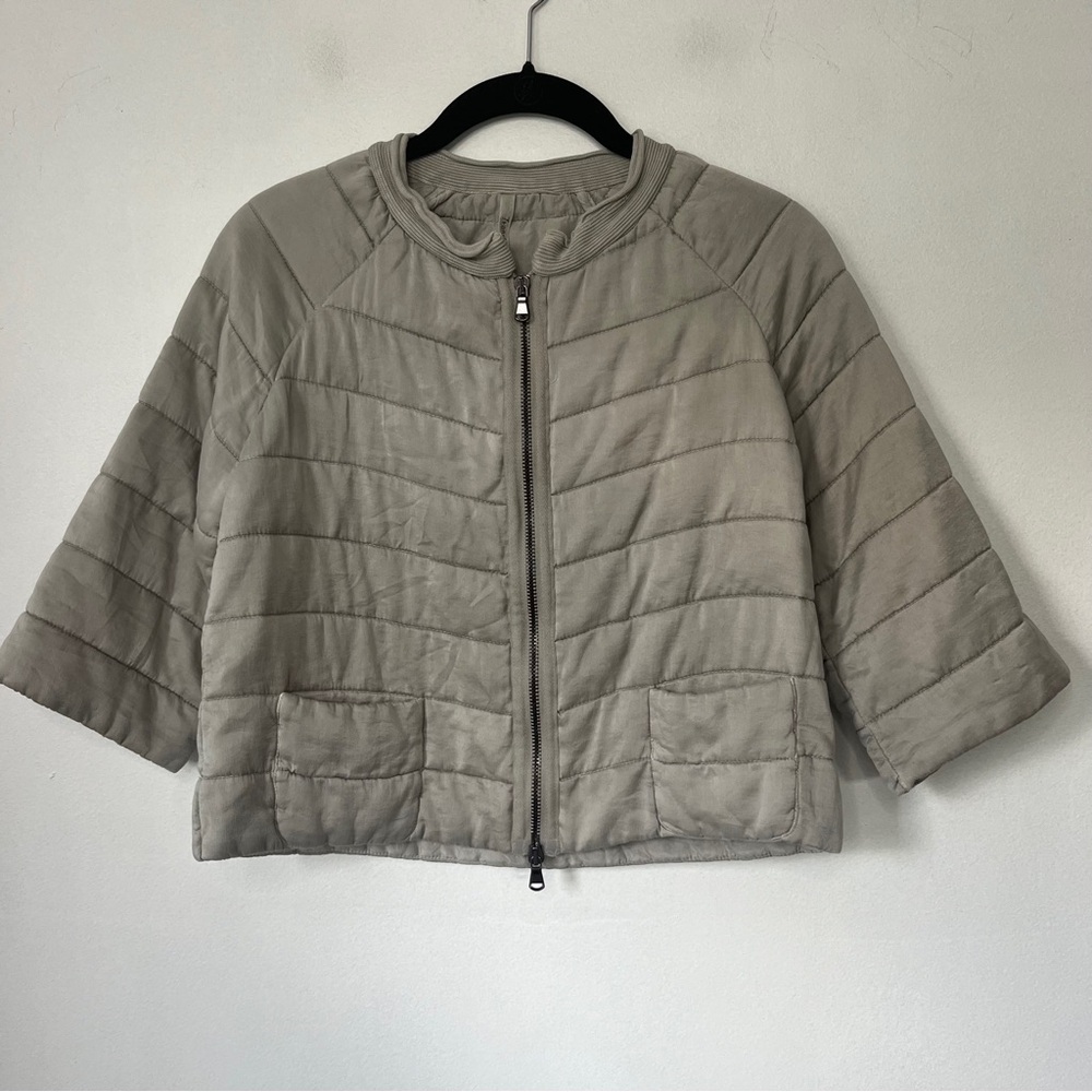 Transit Par-Such Cropped Quilted Silk Jacket Size 1 (US XS) Zip Front Italian